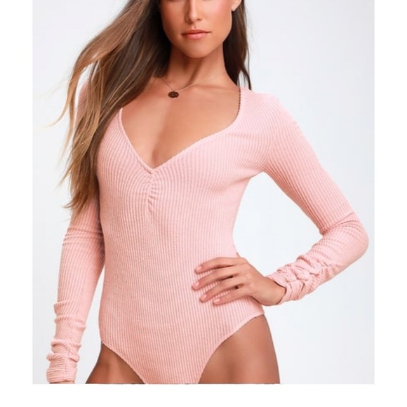 Free People Tops - Free people pink salt bodysuit top